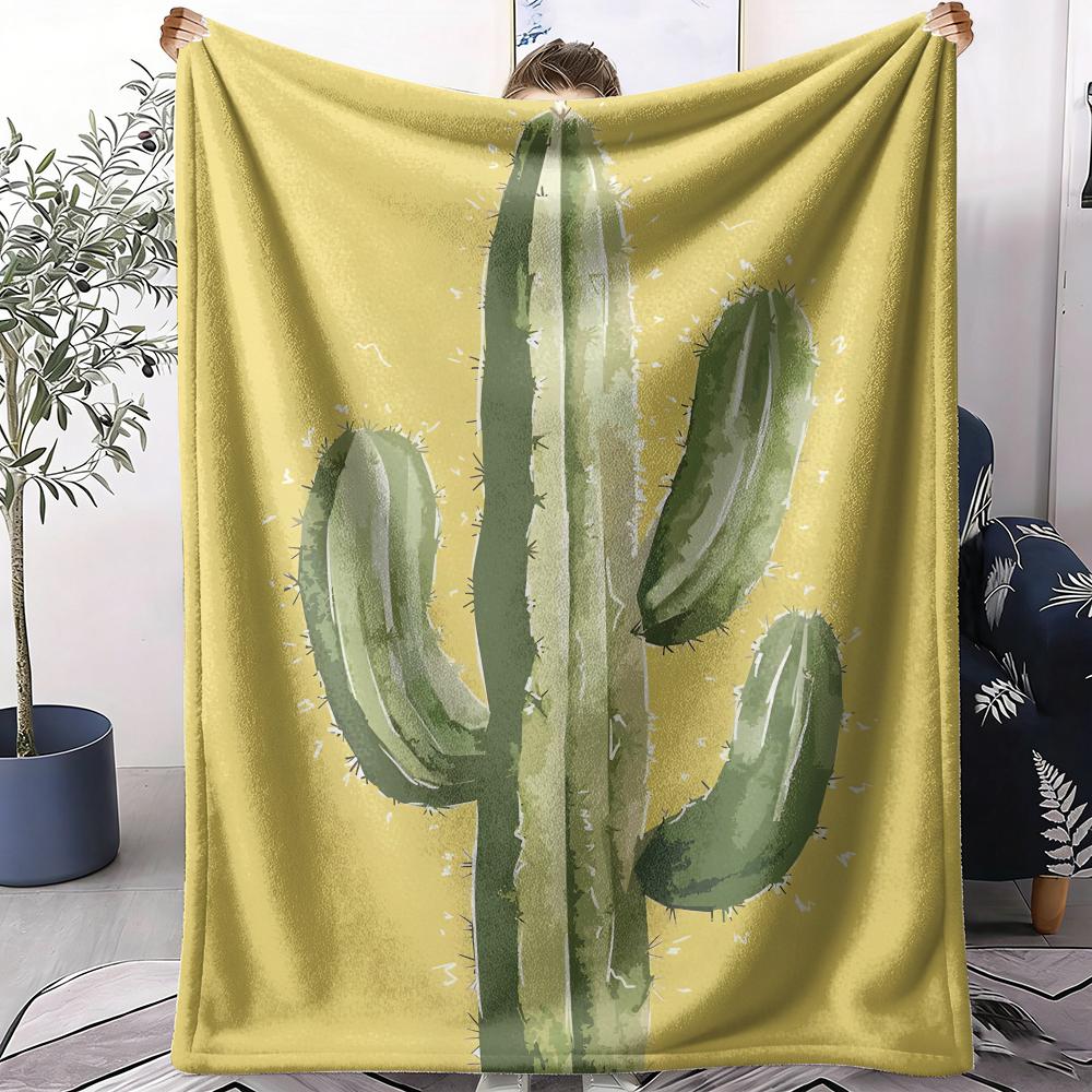 Cactus Throw Soft Flannel AC Blanket Lightweight Summer Nap Throw Cozy Blanket for Sofa Bed Travel Home