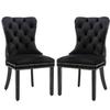 Dining Chairs 2X Velvet Upholstered Tufted Kithcen With Solid Wood Legs Stud Trim And Ring Black
