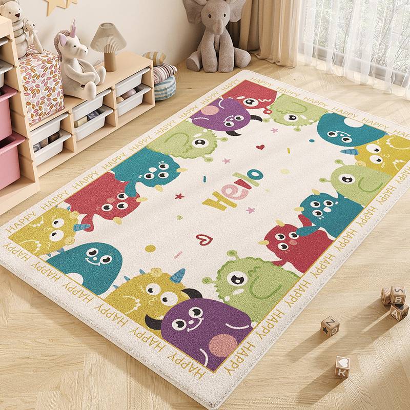 Cartoon Puppy Easy Clean Carpet for Living Room Cute Decoration Bedroom Bedside Fluffy Rug Non-slip Soft Large Foot Mat for Kids