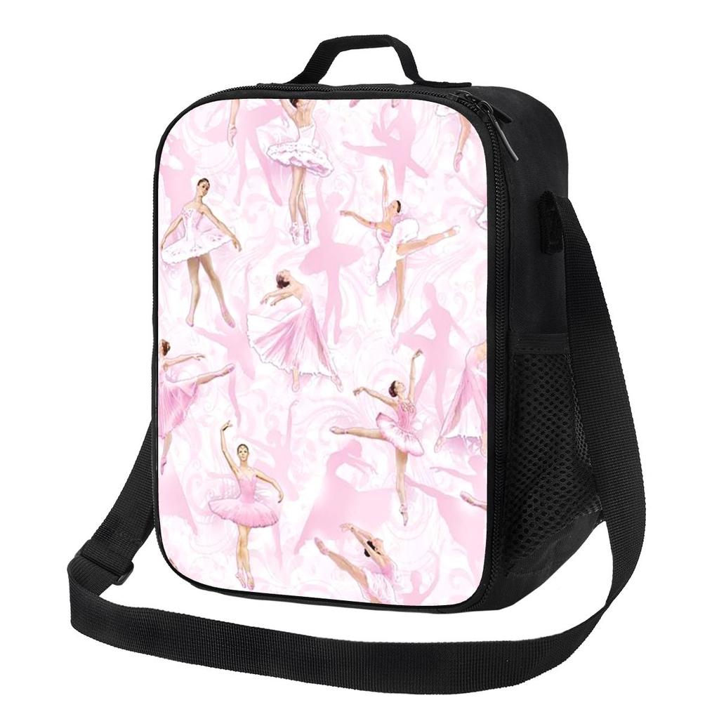 Ballet Dance Makes Me Free Ballerina Dancer Lunch Bags Insulated Bento Box Waterproof Lunch Tote Resuable Picnic Bags Cooler Bag