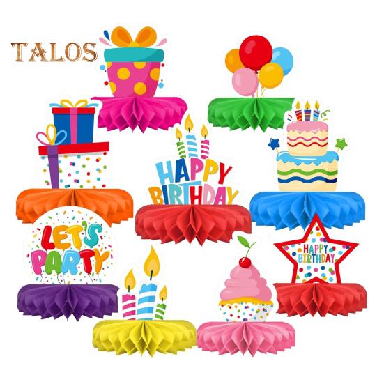 9Pcs DIY Honeycomb Ornaments Holiday Decorations Vibrant Color Easy To Install Colorful Paper Honeycombs Party Supplies