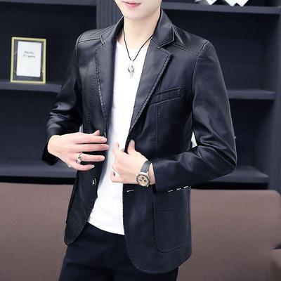 Herren Slim Fit Business Casual PU Lederjacke - Schwarz, Frühling/Herbst Edition