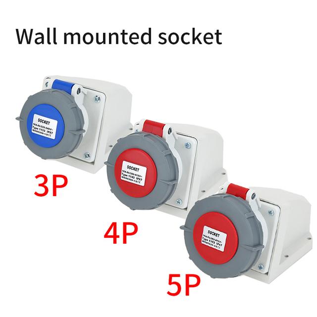 Průmyslový konektor Samec Zástrčka 3P/4P/5Pin Elektrický konektor 16A 32A IP67 Vodotěsná nástěnná zásuvka 220V 380V