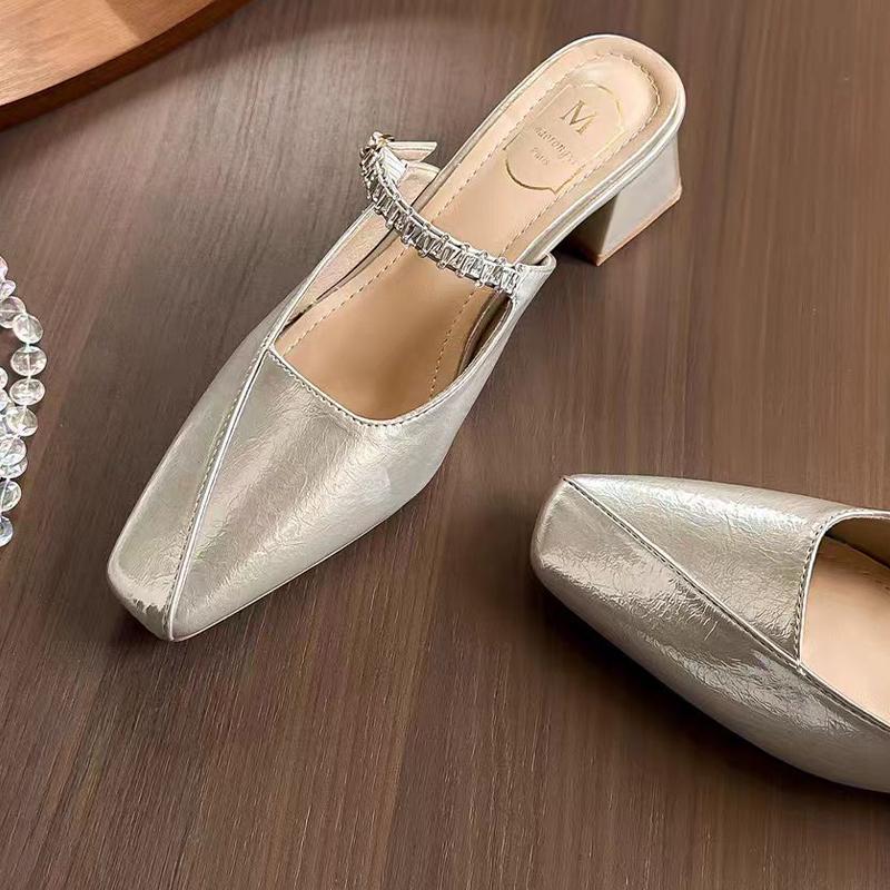 High Heels Women Slipper Chunky Dress Shoes Summer 2025 Slingback Elegant Woman Mules Shoes Luxury Pumps Mujer Shoes