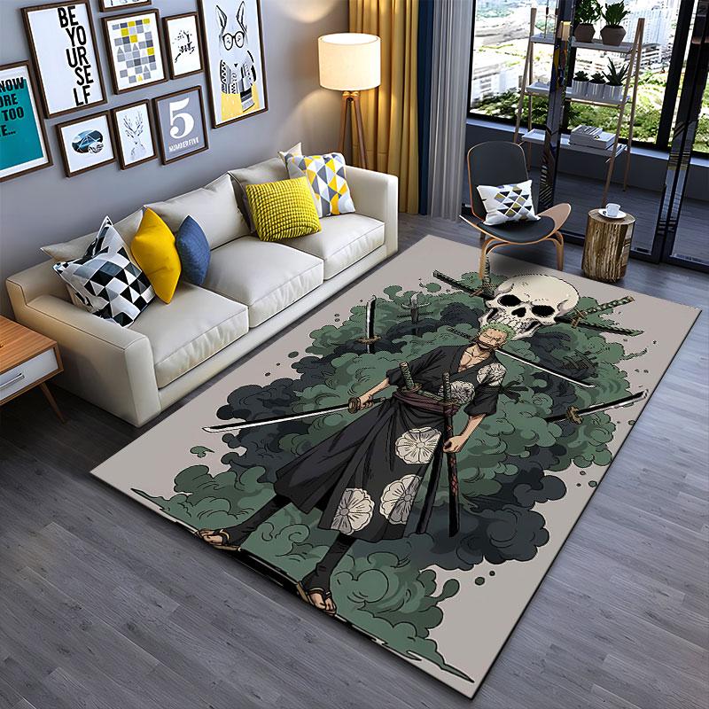 Samurai-Themed Skull & Swords suitable as a non-slip mat for the living room or bedroom sofa