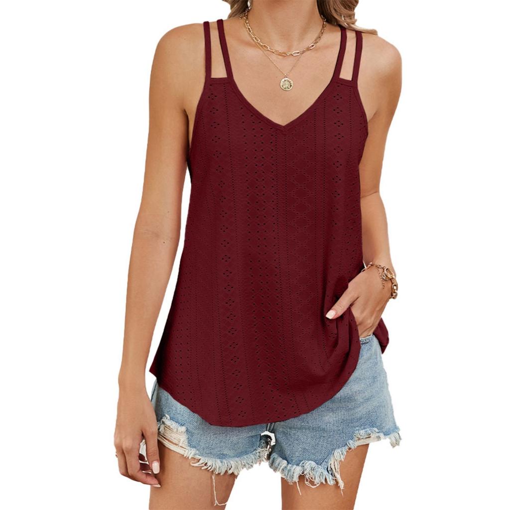 Damen V-Ausschnitt Ärmellos Locker Geschnitten Camisole Top Lässiges Einfarbiges Tanktop