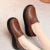 Round head platform loafers women's spring new retro muffin shoes soft leather not tired feet comfortable mother deep mouth shoes
