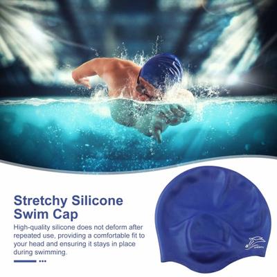 Swimming Cap Large Silicone Swim Cap with 3D Ear Protection Non-Slip Waterproof Bath Cap for Women Men Long/Short Hair