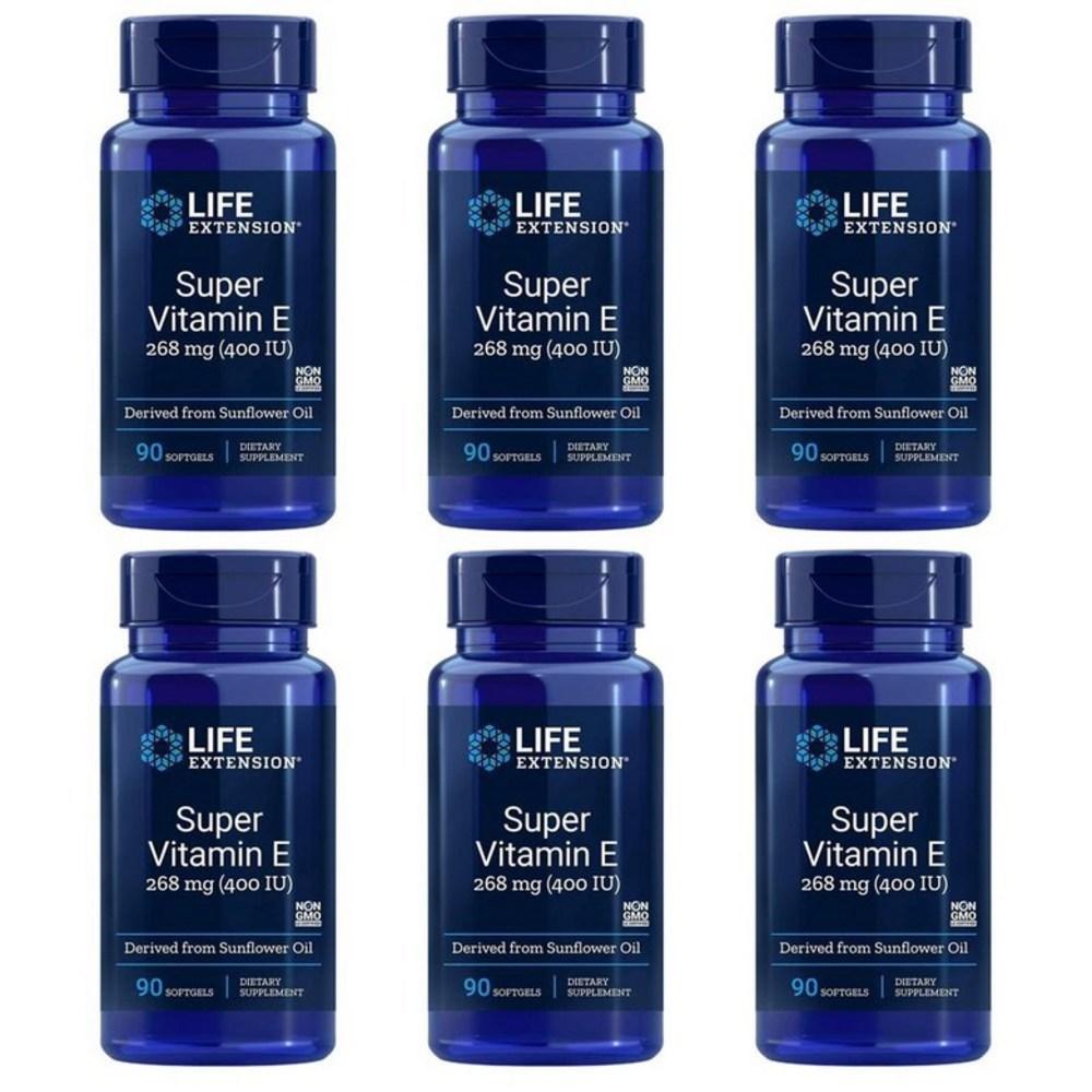 Life Extension Vitamin Super Vitamin E 268mg Alpha Tocopherol 90 Tablets (6 pcs)