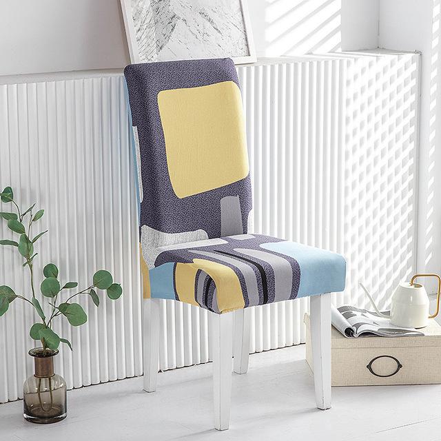 3D-Druck Esszimmerstuhlbezug Strech Geometrischer elastischer Stuhlbezug Sitzbezug für Küchenhocker Home Hotel Hochzeitsdekoration