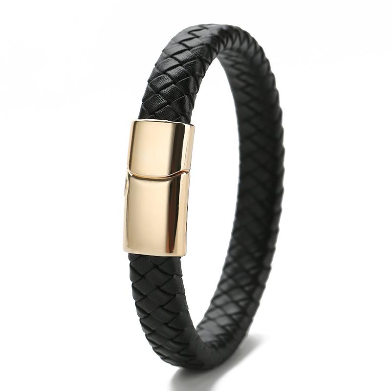 Herren Retro Geflochtenes Lederarmband mit Magnetschnalle