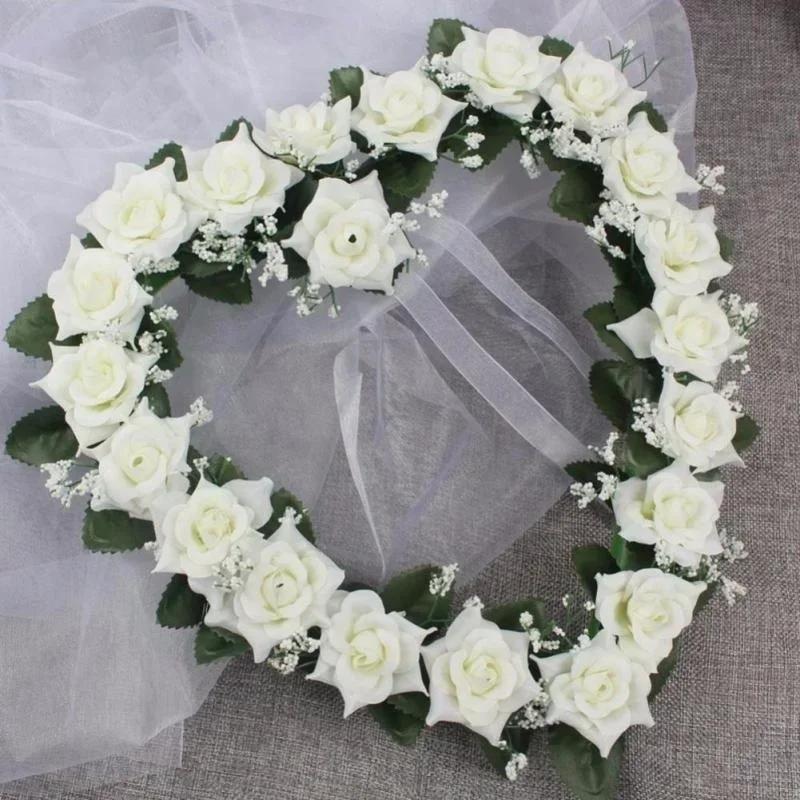 Heart-Shaped Rose Door Wall Hanging Wreaths Wedding Festival Decoration Road Lead Rose Flower Wreath Festival Party Supplies