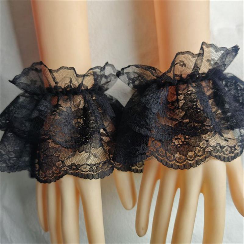 

Японская Лолита Манжеты на запястье с бантом и кружевной отделкой Косплей Горничная Аксессуары для женщин Девушка Вечеринка Украшение для рук Рукав для рук чёрный