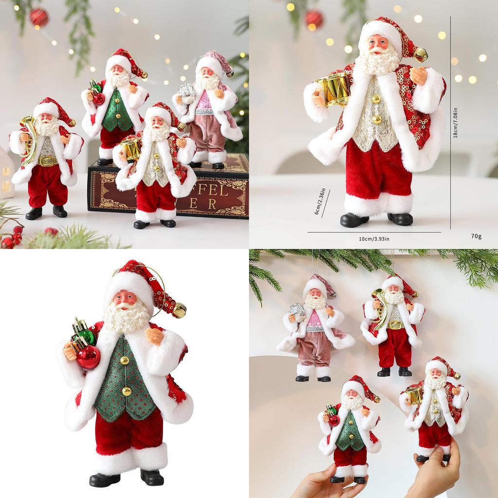 Cute Santa Claus Ornament With Musical Instruments Christmas Decoration Props For Holiday Decor And Window Display