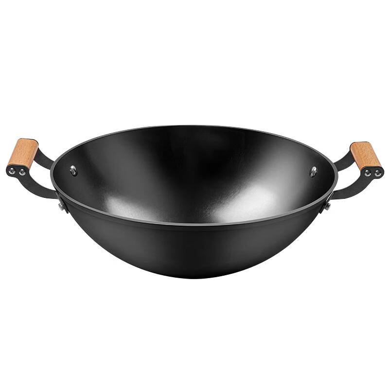 ZISIZ Double-Handle Iron Non-stick Wok