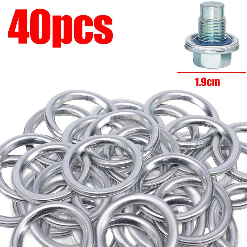 100-10pcs Car Oil Pan Drain Gasket Drainage Bolt Pad Oil Drain Plug Gasket Replaceable Accessories for Hyundai Volvo Mitsubishi