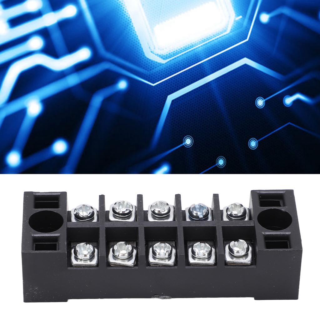 TB‑1505L Terminal Block 5 Positions 600V 15A Dual Row Screw Terminals Strip for Distribution Boxes D