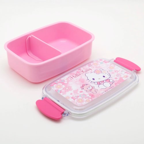OSK Hello Kitty Sakura Lunch Box with Dividers, 500ml, Made In Japan, Dishwasher and Microwave Safe, Includes Gasket, Stylish and Cute, Perfect for Ki