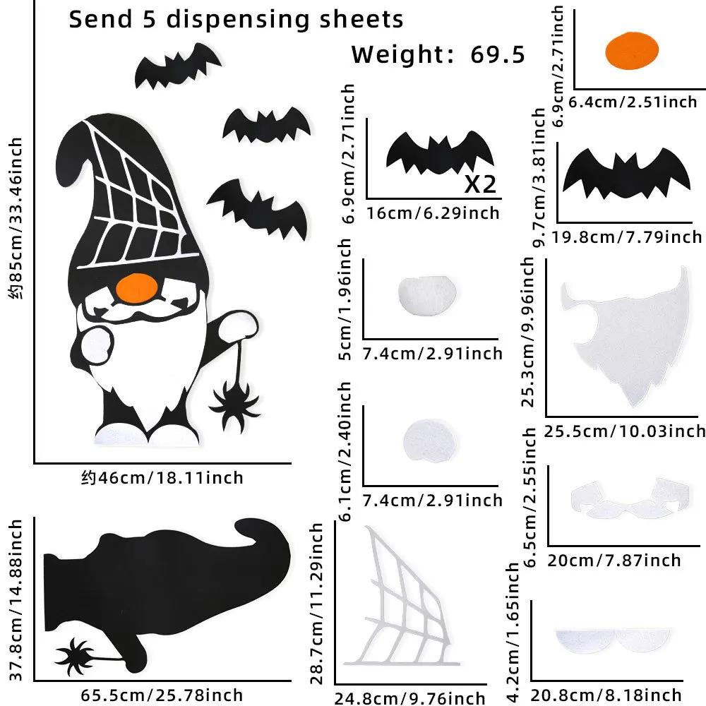 Halloween Decoration Room Door Stickers Window Decor Skeleton Hand Pumpkin DIY Devil Witch Hat Glass Window Stickers Ghost