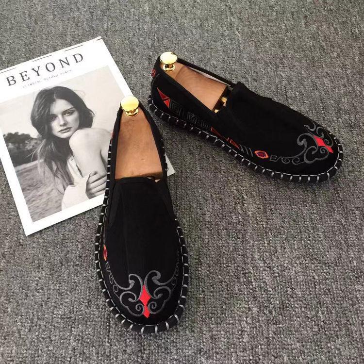 Old Beijing Cloth Shoes Embroidery Flower Social Guy Male Moccasin-Gommino Student Casual Shoes National Chinese Style
