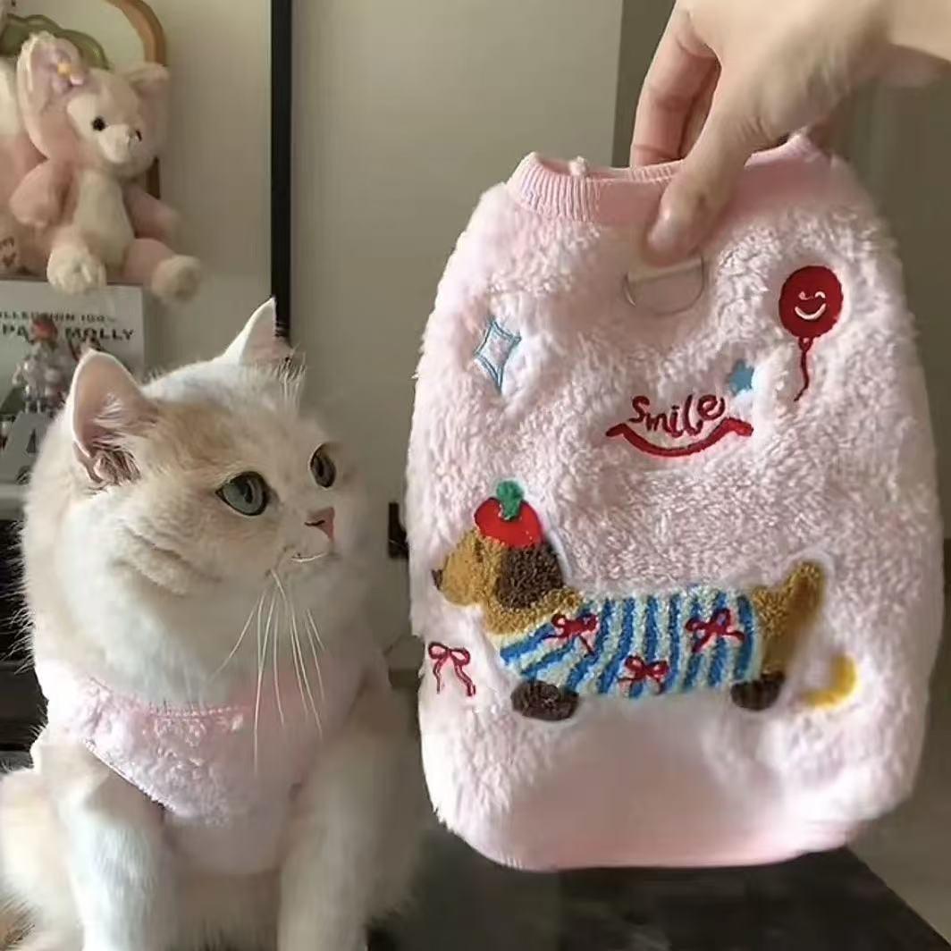 

Pet Cat & Dog Winter Fleece Vest - Warm Cotton Plush for Dachshund, Cute Autumn Style S: 3-5 lbs