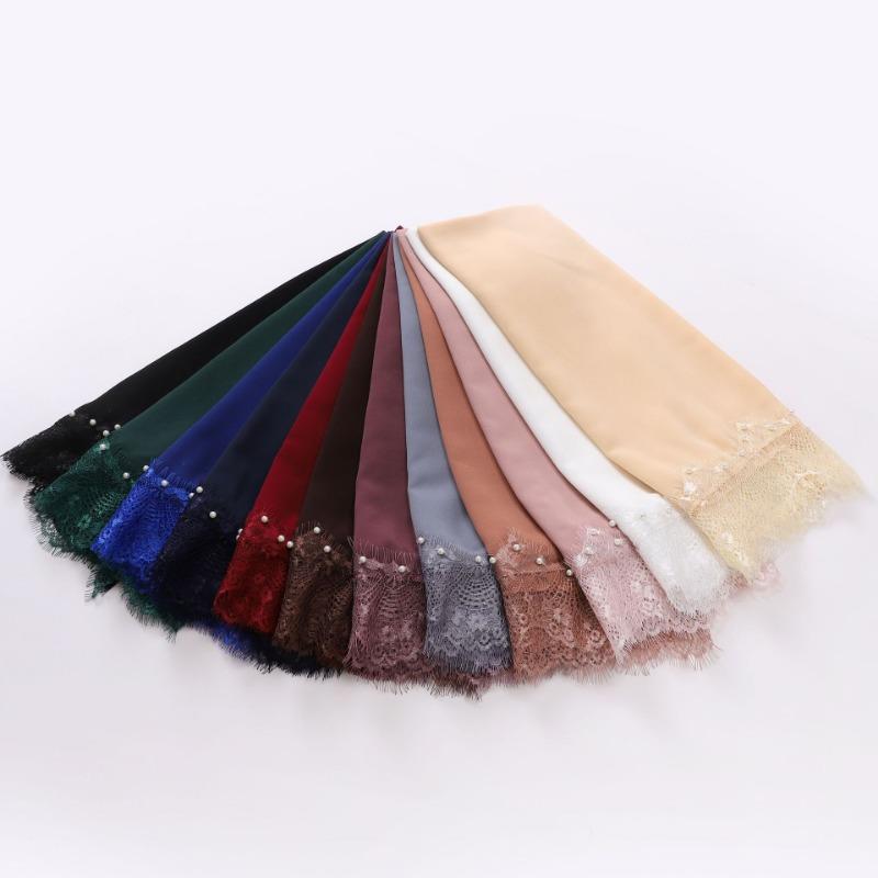 Eyelash Lace Chiffon Scarf With Beads For African Women