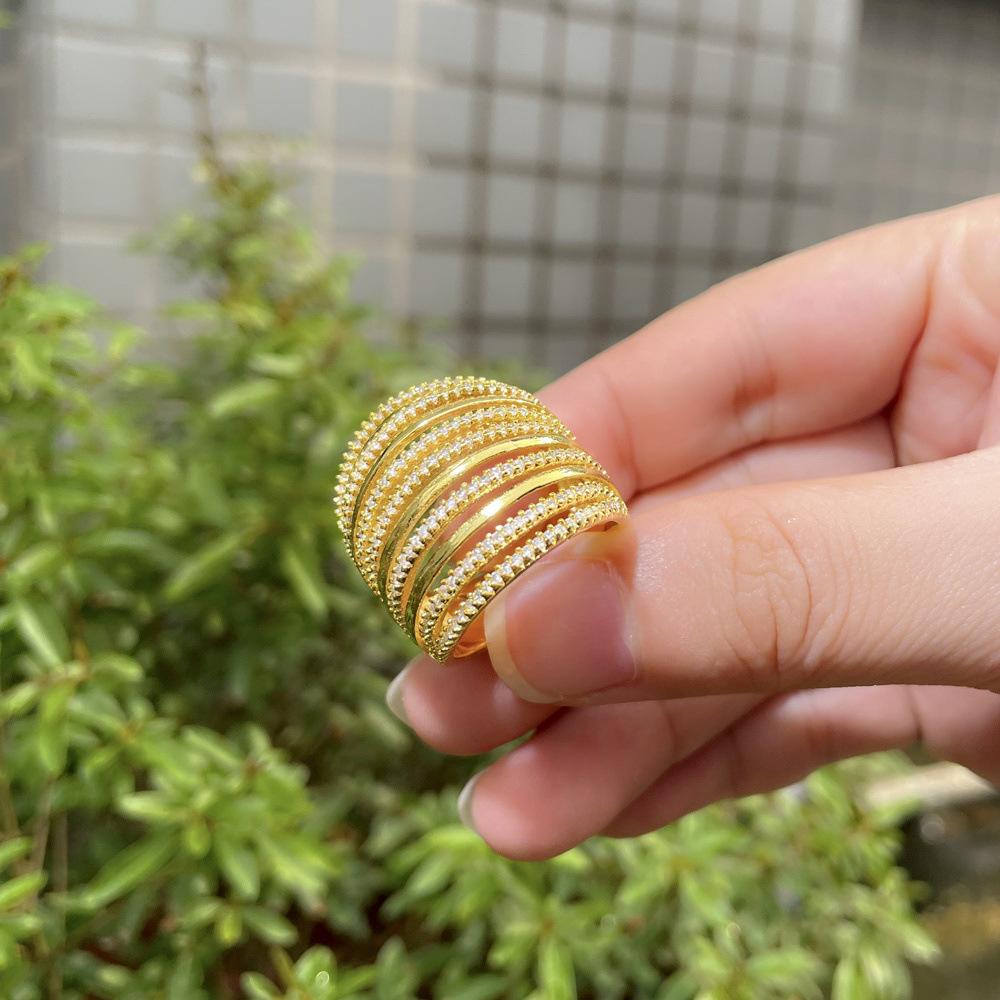 18K Gold Plated Ring, Women'S Jewelry Ring, Retro Multi-Row Zir*****Pen Ring.