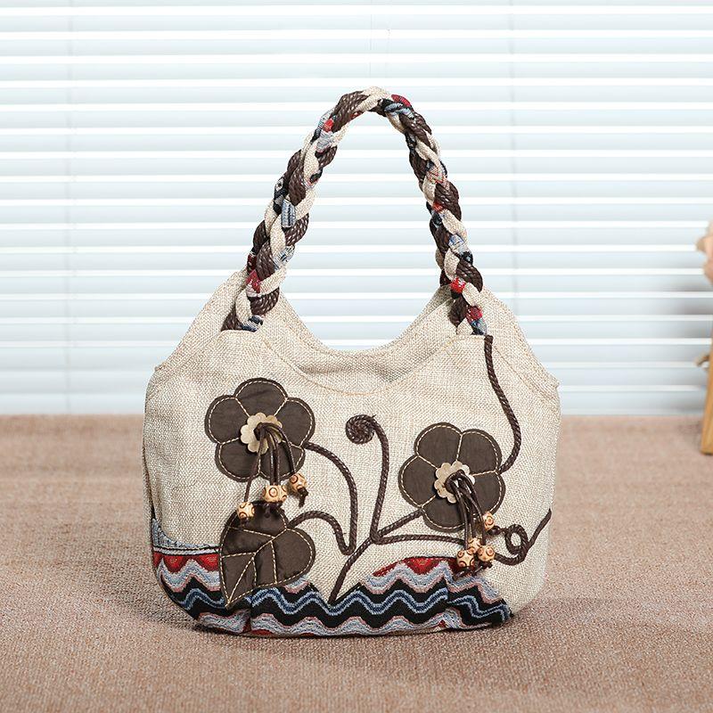 New Arrival Ethnic Style Handmade Woven Fabric Women Top Handle Bag Lightweight Mini Retro Simple Casual Ladies Handbag