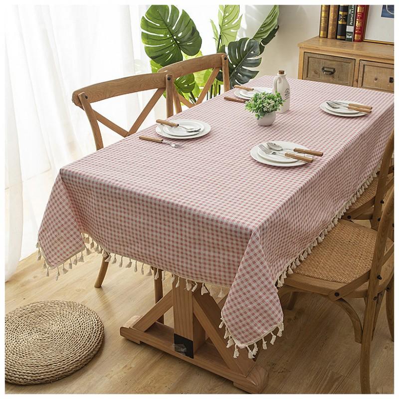 Modern Simple Tablecloth Cotton Lattice Tassel Home Dining Table Coffee Cover