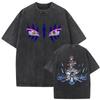 Japanese Anime Demon Slayer Akaza Graphic Washed T-shirts Women’s Men's Clothing  Harajuku Y2K Oversized Cotton Half-sleeve Tops