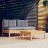 3-piece Garden Set with Cushions Pine Wood