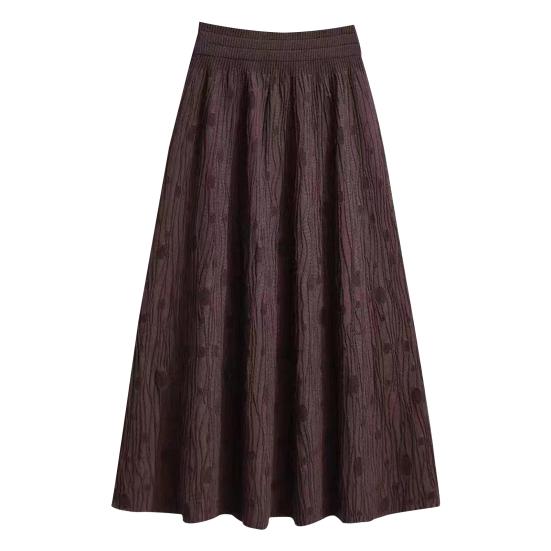 

Женская вязаная юбка с высокой талией А-силуэта с большим подолом, юбка миди однотонная, осенне-зимняя, плиссированная юбка для повседневной носки кофейный