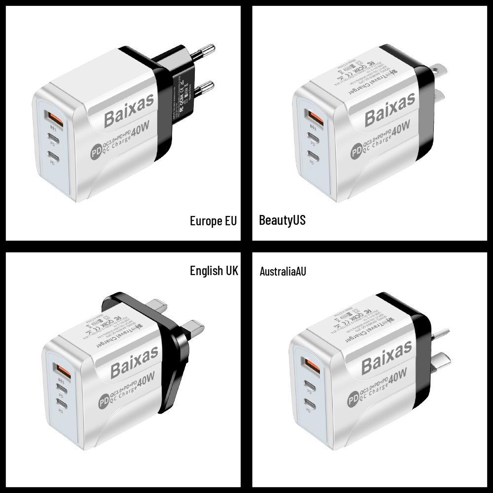 Universal Power Adapter Charger 1U+2PD, Compatible with EU, US, UK, AU Standards