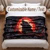 Wolf Theme Soft Blanket Personalized Custom Name Text Print Warm Blanket Home Sofa Bedroom Decor