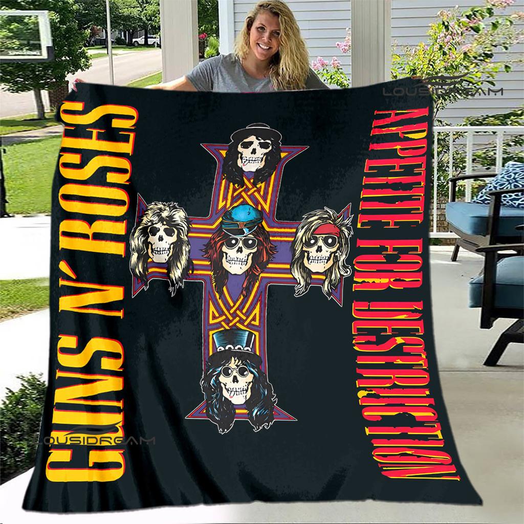 Guns n'roses band retro print blanket Flannel Soft Comfort Blanket Home Travel Blanket Kids Warm Blanket birthday gift