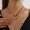 European and American bridal wedding rhinestone necklace and earring jewelry set, women's accessories