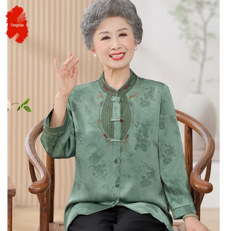 New Chinese Style Floral Loose Cardigan for Elderly Women 2XL