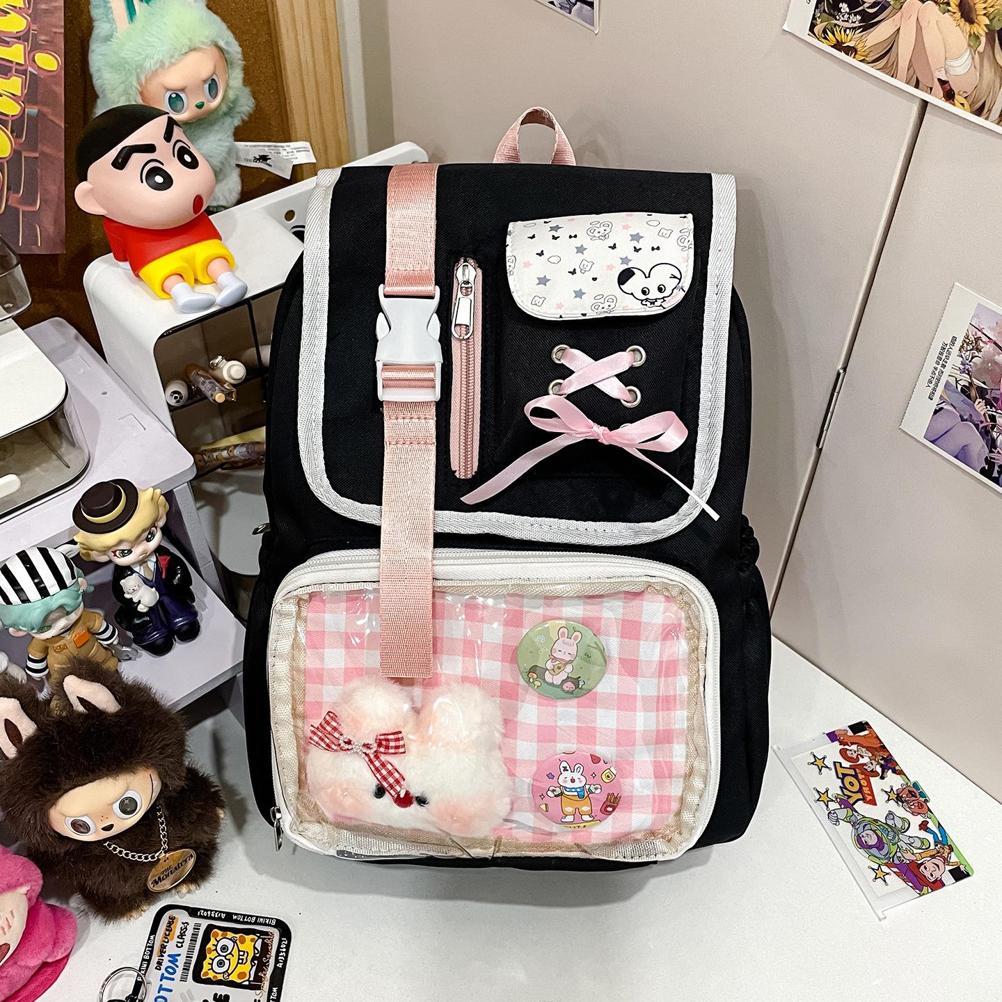 

Cute two-dimensional Japanese pain bag ins student schoolbag female junior high school backpack casual high-value backpack tide single bag чорний