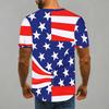 Women Short Sleeve Crew Neck T Shirt Red White Blue American Flag Star Stripe Print Top