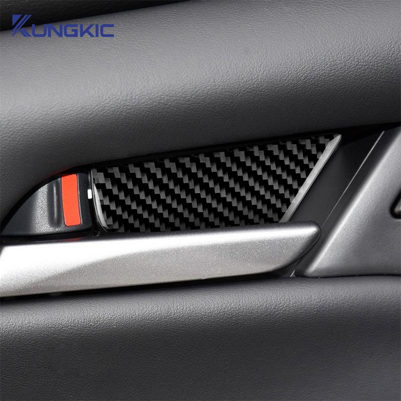 For Mazda 3 -2025/CX-30 -2025 Real Soft Carbon Fiber Sticker LHD RHD Car Inner Door Bowl Panel Interior Trim Accessories
