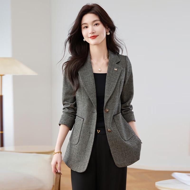 Kebeier Women's 2025 Spring Retro Plaid Blazer