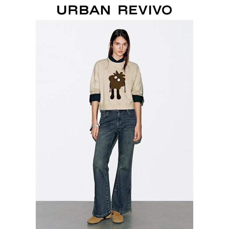 UR 2026 Women s Fun Casual 3D Knit Sweater L легкие хаки