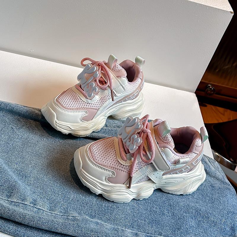 Classmate Girls Sports Shoes 2025 New Summer Mesh Breathable Children's Dad Shoes Girls Fashion Big Children Soft Sole