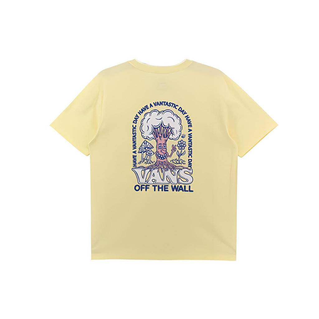 Vans Cartoon Lustiger Buchstaben-Print Rundhals Kurzarm T-Shirt Herren Oberteile Gelb VN0A7PZG86V