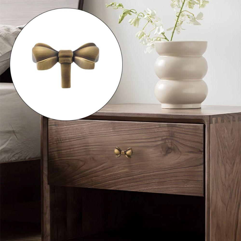 Furniture Hardware Cabinet Door Knobs Vintage Wardrobe Drawer Pulls Bow Tie Brass Handle Window
