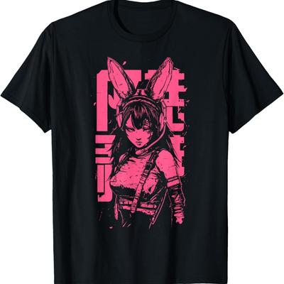 Anime Manga Punk Bunny Girl _ Cyberpunk Japanese Harajuku T-Shirt(2)