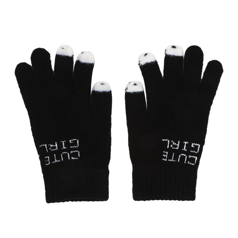 Winter Knitted Gloves Cute Thicken Warm Outdoor Touch Screen Leaky Finger Cold Proof Comfortable Cycling Gloves 1/2/3/4/5 Pairs