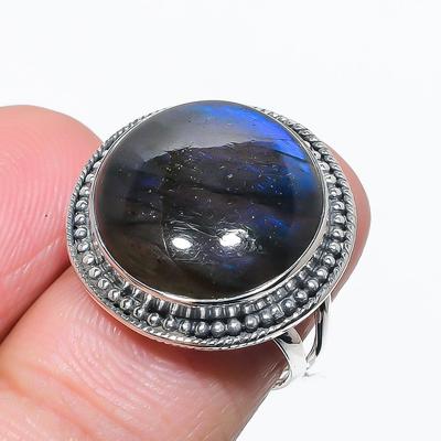 Natural Labradorite Gemstone Handmade 925 Solid Silver Jewelry Ring Size 7 C4u01