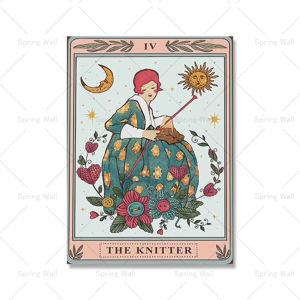 

Вязальщица Таро Карта Плакат Мифология Декор Настенные Картины Картина на Холсте Солнце Луна Цветок Пряжа Таро Декор Гостиной 21x30cm No Framed