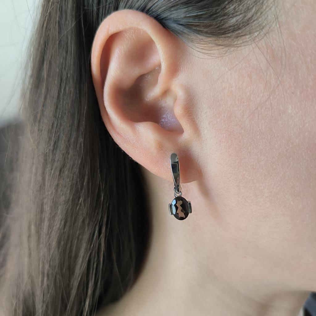 Серебряные серьги с натуральным раухтопазом (дымчатым кварцем) 2.133ct (2207306)